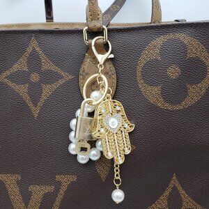 Authentic Louis Vuitton Lock & Key with Unbranded Evil Eye Charm, Keychain